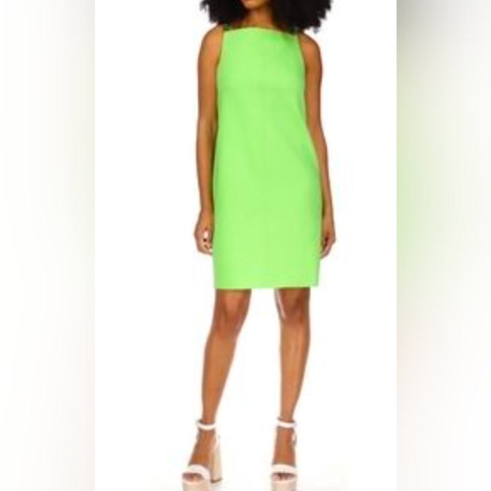Stretch Square Neckline Sleeveless Shift Dress